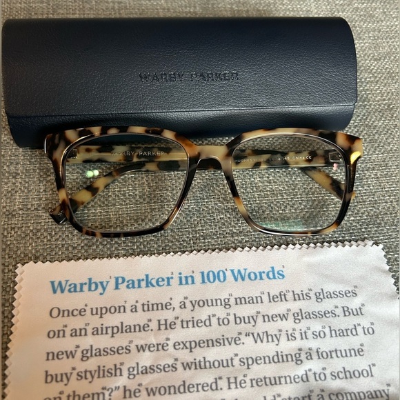 Warby Parker Eyeglasses Hughes W in Marzipan Tortoise Square Frame Only - Picture 2 of 12